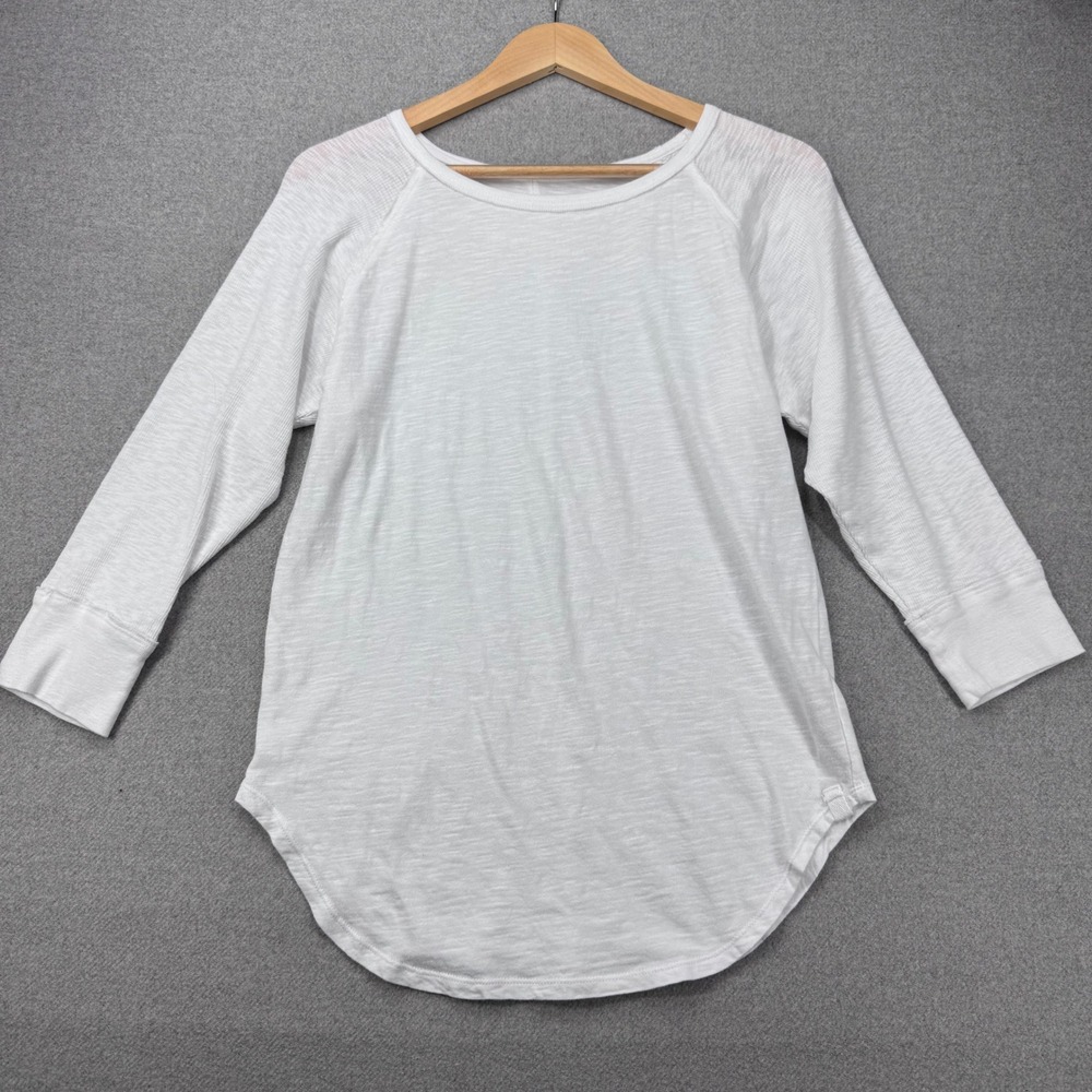 We The Free Batter Up‎ Tee Womens M White Cotton 3/4 Sleeve Raglan Tee